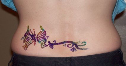 Glitter Butterfly Lumber Tattoo